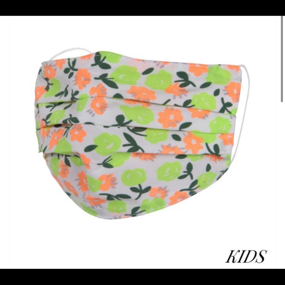 Kids neon flower face mask *washable *